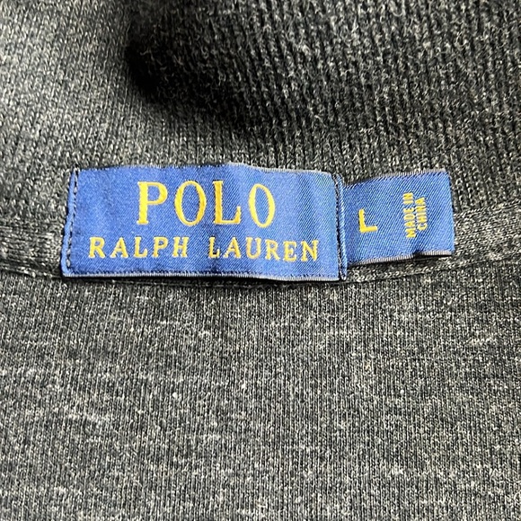 Polo Ralph Lauren  Grey Quarter Zip Old Money Leather Pull Zipper Turtleneck L - Picture 5 of 10